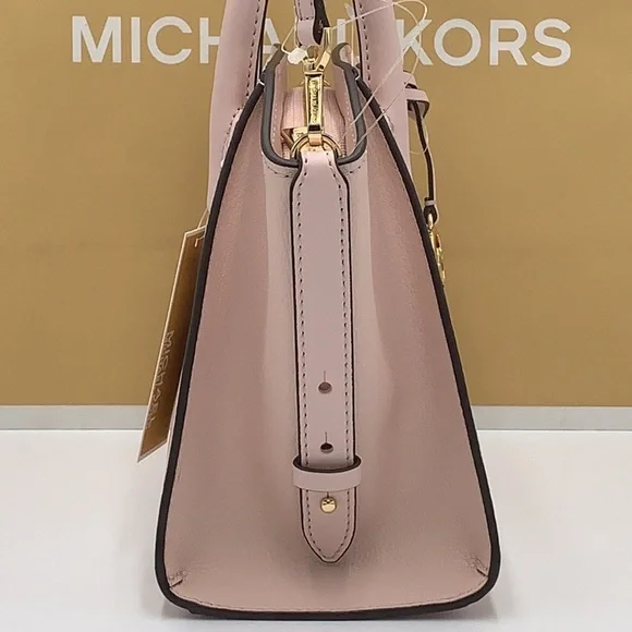 Michael Kors Avril Small Leather Top-Zip Satchel Powder Blush color - Picture 7 of 16